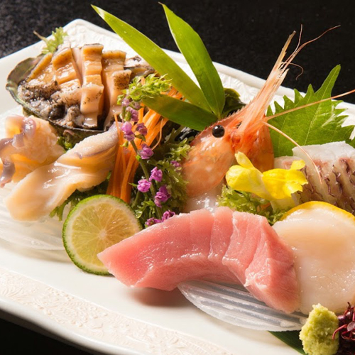 Sashimi platter at a Michelin star restaurant in Hakodate