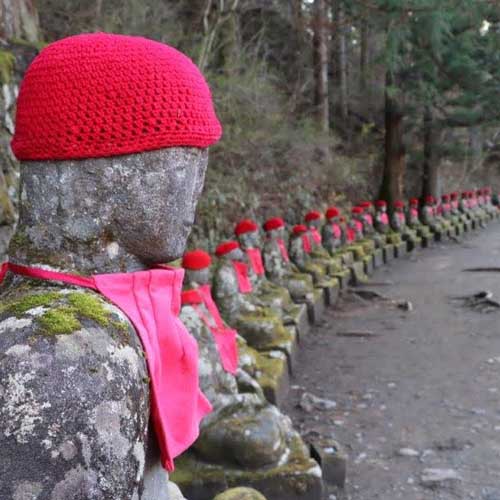 Gizo statues at Kanmangafuchi Abyss in Nikko