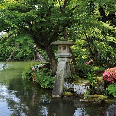 Kotoji in Kenrokuen Garden in Kanazawa Ishikawa Prefecture Japan in spring